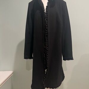 Chic Black Ruffled Coat